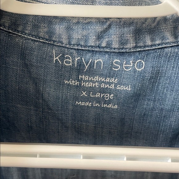 Embroidered Denim Button Down Shirt - Picture 2 of 7